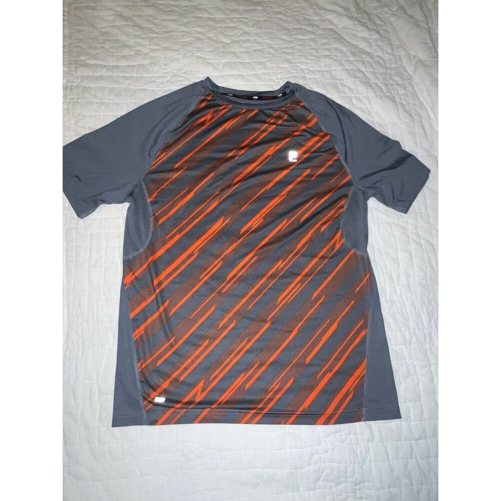 Fila Sport Mens Athletic T-Shirt Gray Orange Graphic Short Sleeve Size L
